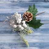 Декор "Зимняя магия" шишка белые ягоды, 23 см 4301787