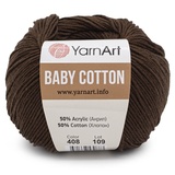 YarNart Baby Cotton Пряжа 50% хлопок 50% акрил, 50 гр. 165 м 408 коричневый