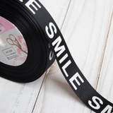 Лента репсовая «SMILE(белая)» черная, 20 мм, 1 м, 3968061