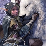 Алмазная мозаика 40*50 см. Девушка Эльф с белым львом (Полная выкладка на подрамнике) GFR5093