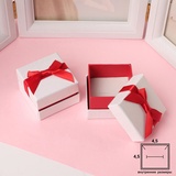 Коробка подарочная под серьги/кольцо "Рафаэлло" 5*5 см,цвет бело-красный 3593342