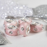 Бусина "Диоды",цвет светло-розовый в серебре 4448179