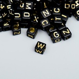 Набор бусин пластик "Английские буквы на кубике" черно-золот, 20 гр, 0,6*0,6 см 5194185