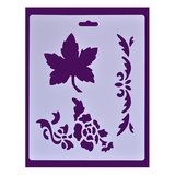 Трафарет многоразовый Кленовый лист и пионы 25,5*20,5 см. DK28003