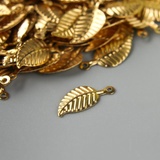 Декор для творчества металл "Листочек" золото 10 шт, 1,3*0,6 см. 4767041