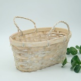 Корзина плетеная, бамбук, 26*13*h11/25 см, овал, сумка, белый. тн10170
