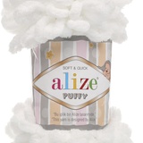 Пряжа Alize Puffy 100% полиэстер 100 гр 9.2м 55 белый