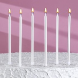 Свечи для торта "Ройс" 13 см, 6 шт, жемчужный металлик 7597560