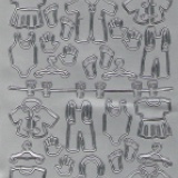 Контурные наклейки "Детская одежда" лист 10х24,5 см цвет серебро