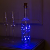 Гирлянда «Нить» 1 м роса с пробкой, IP44, серебристая нить, 10 LED, свечение синее, солнечная батар