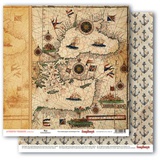 SCB Бумага 30,5*30,5 см. двусторонняя, 190гр/м. Сокровища пиратов: Старинная карта SCB2206092010