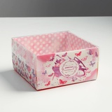Коробка для кондитерских изделий с PVC крышкой "Приятных моментов" 12*6*11,5 см. 3506921