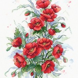 Набор для вышивания Пламенные цветы 33*23 см. A-037