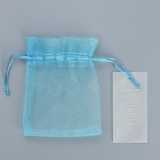 Мешочек подарочный органза "Небо" голубой, с шильдиком, 10*12 см. 9262360