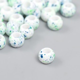 Бусины для творчества пластик "Брызги краски. Синие на белом" d=1 см набор 20 гр   7811531