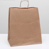 Пакет крафт 32*18*37 см, без печати круглая  ручка 1263073