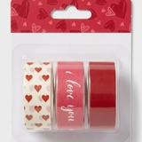 Набор декоративного скотча 3 шт. "Сердечки"  1,5*200