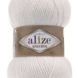 ALIZE ALPAKA ROYAL  пряжа 55% акрил, 30 % альпака, 15% шерсть, 100 гр/250 м 55 белый