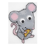 Hobby&Pro Kids Набор для вышивания на пластиковой канве "Мышь с сыром" 7*9 см. П-0021