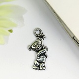 Декор для творчества металл "Мишка с ромашкой" серебро 2х1 см, 1 шт  4290367