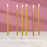 Свечи для торта "Ройс" 13,5 см, 6 шт, золотой металлик. 7582965