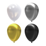 BOOMZEE Набор воздушных шаров 30 см, 12 шт. Белый, черный, золотой, серебр. BWGS-30/01