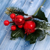 Декор "Зимние грезы" яблоки ягоды шишка веточка со снегом, 15 см   9698907