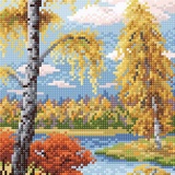 Алмазная мозаика Осенний пейзаж 19*27 см. MC-010