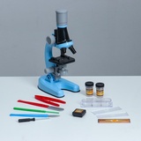 Микроскоп "Юный ботаник", кратность увеличения до 1200х, с подсветкой, синий 6248000