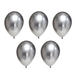 BOOMZEE Набор воздушных шаров 30 см, 5 шт. Хром металлик серебряный. BXMS-30/06